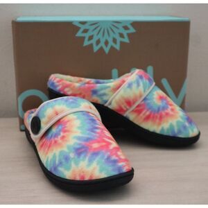 Glolily WMN Sz 9M Tie Dye Mia Faux Shearling Lined Indoor/Outdoor Comfy Slippers